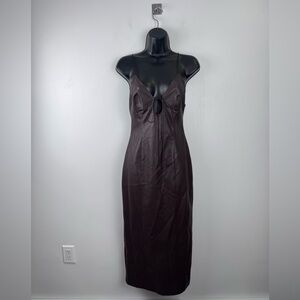MISHA Women Cary Faux Leather Midi Dress Size 4